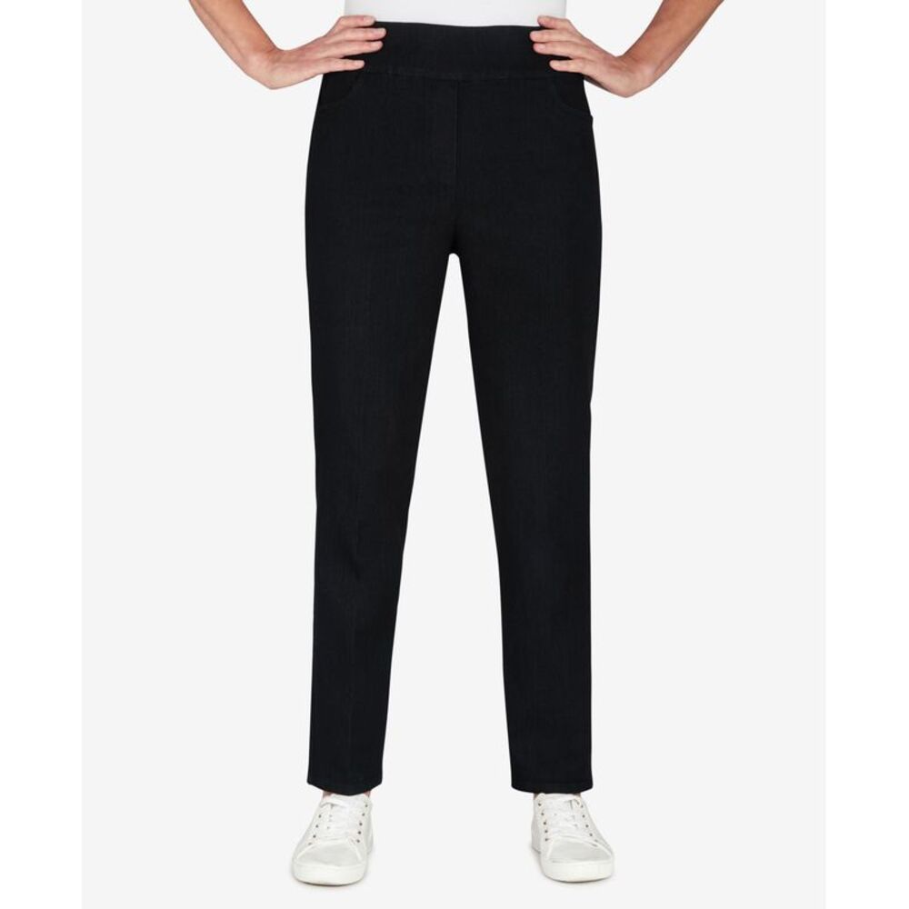 Alfred Dunner Petite Mid Rise Pull On Straight Leg Denim Pants